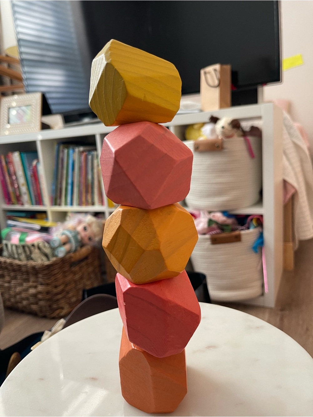 Lovevery- Wooden Stacking Stones - Pink, Orange, Yellow